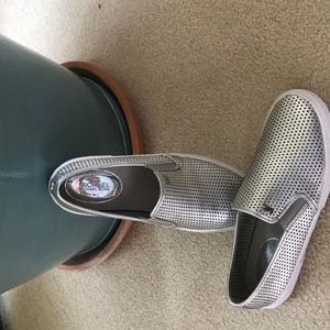 Leather Michael Kors MK Silver Slip-On Skaters